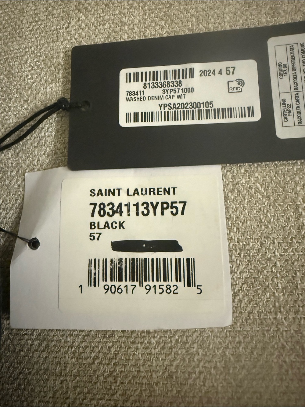 YSL Washed Denim Cassandre Hat 🧢 Size 57 NWT - Picture 11 of 11